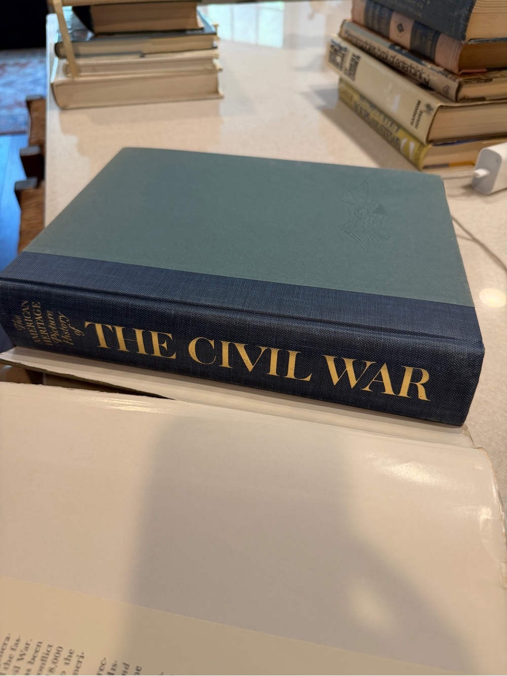 Vintage Civil War Coffee table Book Page with Black Text on Cream Paper